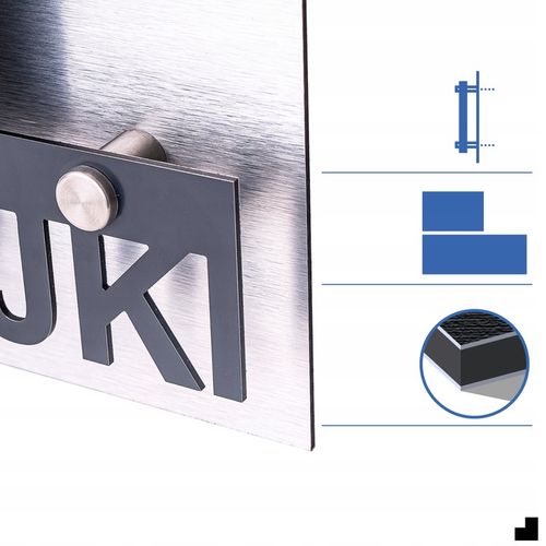 DUŻY NUMER DOMU TABLICZKA ADRESOWA Z NUMEREM DOMU 48x38cm ANTRACYT SREBRNA na Arena.pl