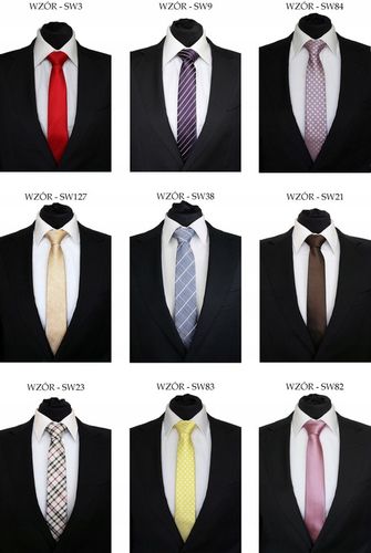 KRAWAT ŚLEDŹ ŚLEDZIK WĄSKI 6 cm - DUŻO WZORÓW na Arena.pl