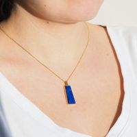 Naszyjnik srebrny złocony - Lapisem Lazuli trapez