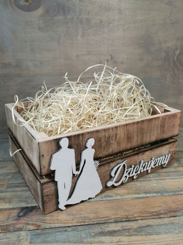 SKRZYNKA DREWNIANA PODZIĘKOWANIE OD PARY MŁODEJ DLA GOŚCI RODZICÓW DZIADKÓW na Arena.pl