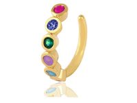 Delikatna pozłacana srebrna nausznica kolczyk na małżowinę ear cuff kolorowe cyrkonie srebro 925 Z1878EG_MU