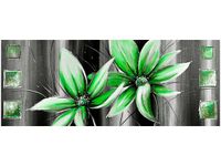 100X40CM KWIATY ZIELONO OBRAZ DREWNO