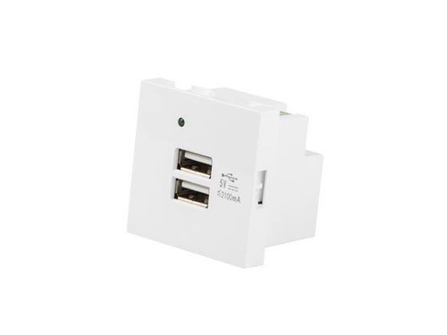 GNIAZDO 45X45 230V ŁADOWARKA 2XUSB 2.1A BIAŁE LANBERG na Arena.pl