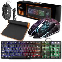 ZESTAW GAMINGOWY DLA GRACZA KLAWIATURA MYSZKA PODKŁADKA 3W1 RGB PC