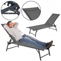 MOCNY SKŁADANY LEŻAK OGRODOWY ŁÓŻKO LEŻANKA 5-POZYCYJNY SANYA CIEMNOSZARY