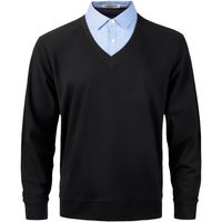 Męski Sweter Koszulowy 2w1 Elegancki Ciepły Z Kołnierzem Stylowy Czarny L