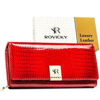 duży, lakierowany portfel damski ze skóry naturalnej w czerwonym kolorze