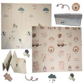 Dwustronna edukacyjna piankowa mata dziecięca XXL 180x200 cm - misie