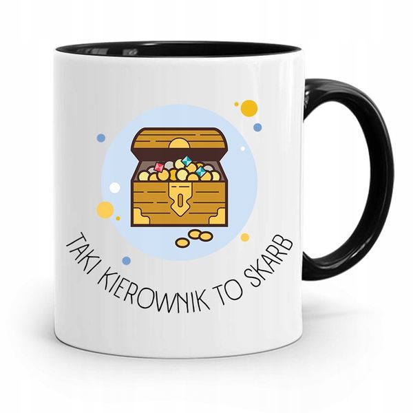 Kubek Czarny Dla Kierownika Kierownik To Skarb Z Nadrukiem Ze Zdjęciem zdjęcie 1