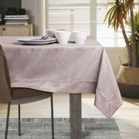 Obrus Plamoodporny GAIA Mankiet + Lamówka 140x450 Pudrowy Róż AmeliaHome