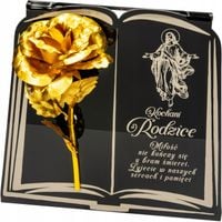 DEKORACJA na grób GRAWEROWANY ZNICZ podstawka na cmentarz RÓŻA DLA