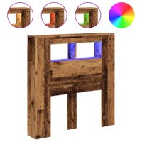 Wezgłowie łóżka z LED, stare drewno, 100x18,5x103,5 cm
