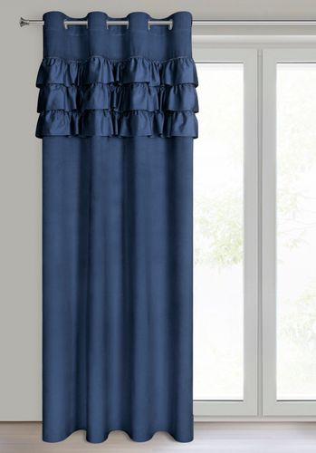Zasłona zaciemniająca z falbankami na przelotkach SAMI 140X250 granatowa na Arena.pl