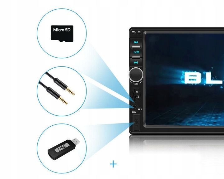 RADIO SAMOCHODOWE BLUETOOTH 2 DIN 7" RDS USB MICRO SD 4x50W KAMERA zdjęcie 6