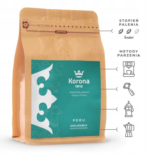 ŚWIEŻO PALONA kawa ziarnista ZESTAW 2x 250g KORONA zdjęcie 3