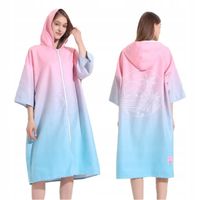 Poncho kąpielowe rozsuwane damskie RÓŻOWO- NIEBIESKI ponczo plażowe
