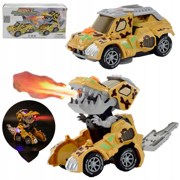 AUTO ROBOT ZABAWK DINOZAUR ZIEJE PARĄ SAMOCHÓD 2W1 zdjęcie 1