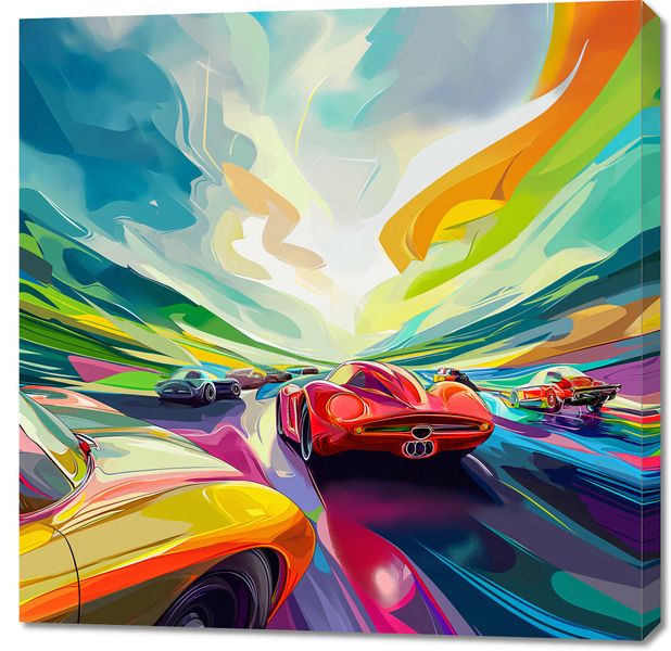 Obraz 90x90cm Wyścig Przy Barwach zdjęcie 1