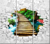 90CM 80 OBRAZ 3 ELEM ŚCIANA WIDOKIEM MOST ŚCIENNY