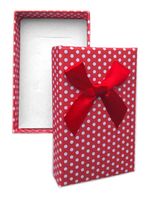 Eleganckie Pudełko Pudełeczko Czerwone w Białe Kropki Kokarda 5x8x2,5 cm