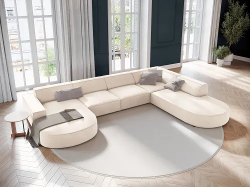 NAROŻNIK PANORAMICZNY, SOFA NAROŻNA 364/262/70 BEŻ WELUR JODIE OD MICADONI na Arena.pl