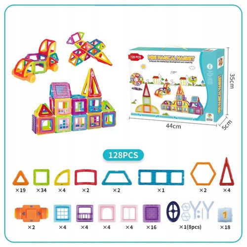 Klocki magnetyczne Picollo Klocki magnetyczne PANELE 128 szt. na Arena.pl