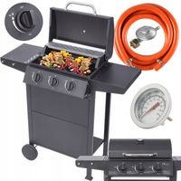 MOCNY GRILL GAZOWY OGRODOWY 8,4KW RUSZT KOPUŁA Z TERMOMETREM PÓŁKI REDUKTOR