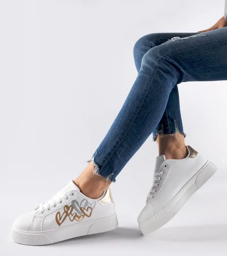 Biało-złote sneakersy na platformie Montclair 39 na Arena.pl