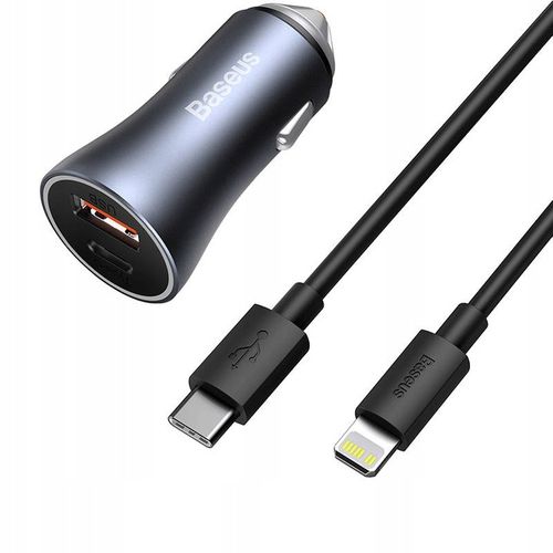 Szybka Ładowarka Samochodowa + Przewód Kabel Szybki Baseus USB + USB-C, QC4 na Arena.pl