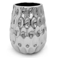 WAZON CERAMICZNY SREBRNY FLAKON NA KWIATY 16cm NOWOCZESNY DO DEKORACJI