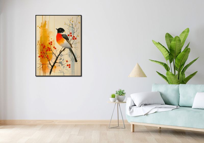 Plakat 75x100cm Jesienny Rudzik zdjęcie 4