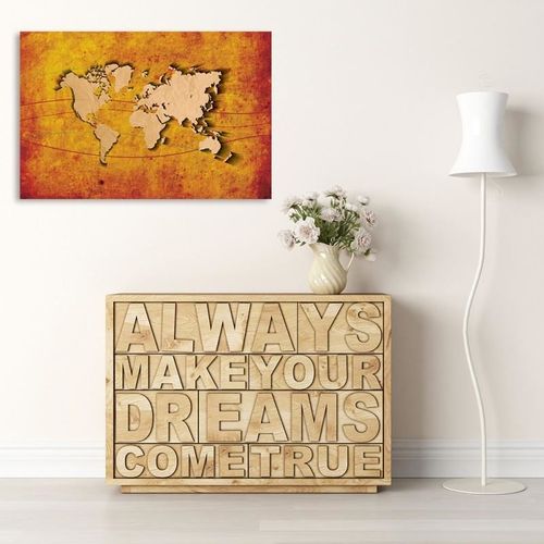 Deco Panel, Pomarańczowa mapa świata 80x60 na Arena.pl