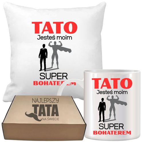 ZESTAW PODUSZKA I KUBEK ORYGINALNY PREZENT DLA TATY TEŚCIA DZIEŃ OJCA TATA na Arena.pl