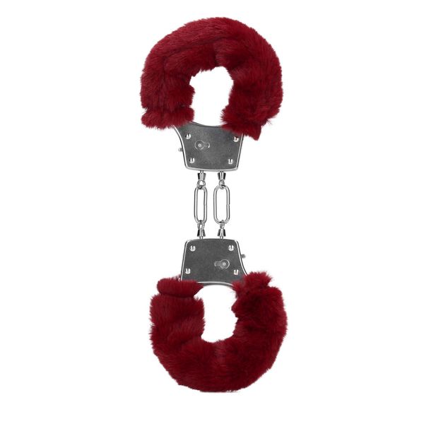 Furry Metal Hand Cuffs - Red zdjęcie 1