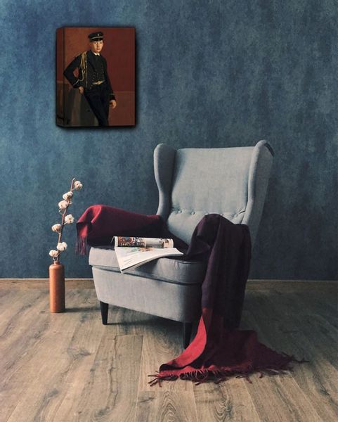 Achille De Gas in the Uniform of a Cadet, Edgar Degas - obraz na płótnie 20x30 cm zdjęcie 2