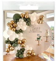 Złoto zieleń i biel Girlanda balonowa KOMUNIA URODZINY w czasie zieleni G31