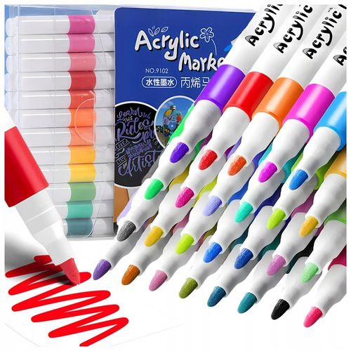 MARKERY AKRYLOWE PISAKI do KAMIENI UBRAŃ FLAMASTRY MAZAKI WODOODPORNE 24szt na Arena.pl