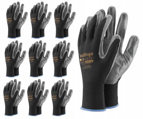 rękawice robocze / czarne / rozmiar: 7 - s / ox-nitricar_bs7 - 10 szt. na Arena.pl
