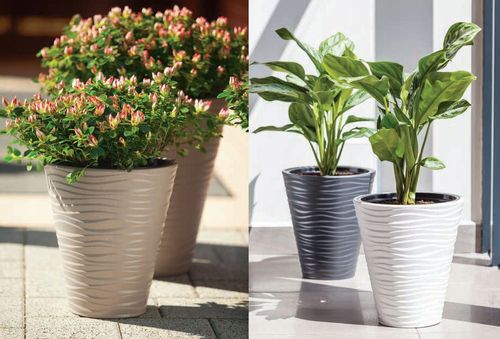 Doniczka okrągła Sahara Dunes Slim 40 | Jasnoszary na Arena.pl