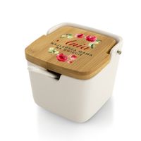 CUKIERNICA  BIAŁA z ŁYŻECZKĄ + GRAWER PREZENT DLA MAMY DZIEŃ MAMY