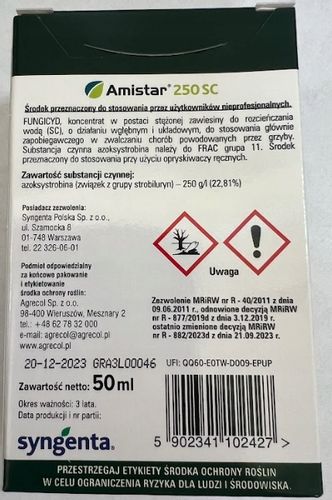 AMISTAR 250 SC preparat grzybobójczy oprysk MIĘCZAK ZGNILIZNA Agrecol 50ml na Arena.pl