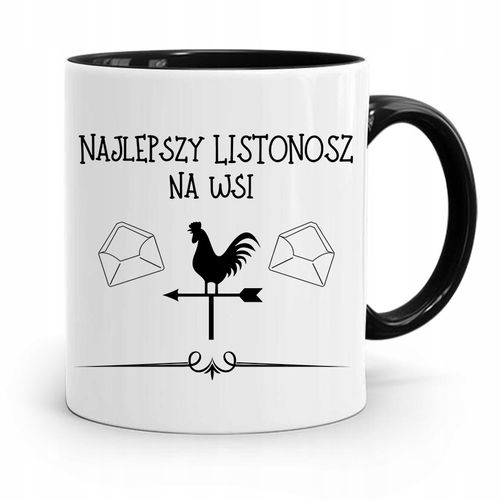 Kubek Czarny Dla Listonosza Najlepszy Na Wsi Z Nadrukiem Ze Zdjęciem na Arena.pl