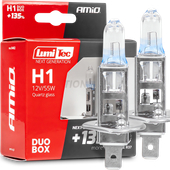 ŻARÓWKI H1 AMIO LumiTec NEXT GENERATION +135% 12V 55W HOMOLOGACJA E1 R37