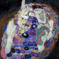 Plakat 100x100cm Dziewica, Gustaw Klimt Vintage do Salonu