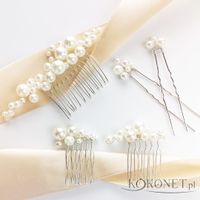 Zestaw ozdób ślubnych z perełkami srebrny KOKONET 4-0095