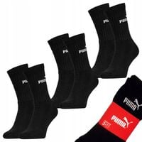 PUMA CREW długie SKARPETY sportowe czarne 3-PAK - 39-42