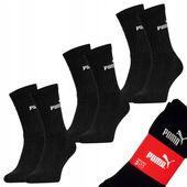 PUMA CREW długie SKARPETY sportowe czarne 3-PAK - 39-42