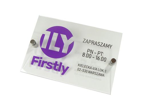 tabliczka szyld z plexi firmowa informacyjna z nadrukiem UV format A5 na Arena.pl