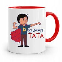 Kubek Czerwony Dla Taty Ojca Super Tata Prezent Z Nadrukiem Ze Zdjęciem