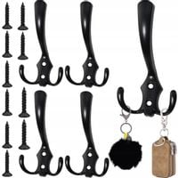 Wieszak 5Szt Na Ubrania Klucze Przedpokój Ścienny Loft Haczyki Czarny